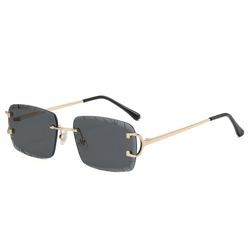 Fashion Square Rimless Glasses Trend Metal High-Hrade Men's And Women's Sunglasses Street Shot Travel Eyewear