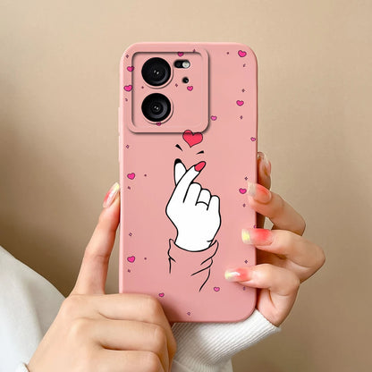 For Xiaomi 13T Pro Case Love Heart Soft Liquid Silicone Camera Protection Back Cover For Xiaomi13T 13TPro Anti Drop Phone Cases