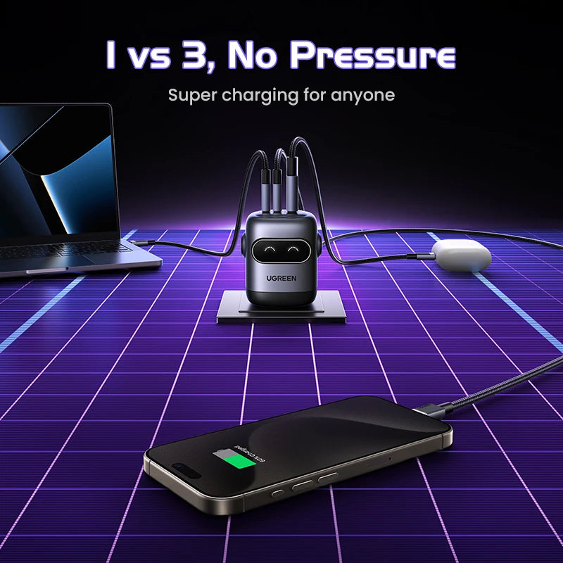 【US Plug】UGREEN 65W 30W GaN Charger Robot Design QC4.0 3.0 PPS for iPhone 17 16 15 Pro Macbook Laptops Tablet PD3.0 Fast Charg