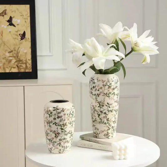 New Chinese Style Porcelain Vase Vintage Retro Ceramic Flower Vase for Living Room Home Decor