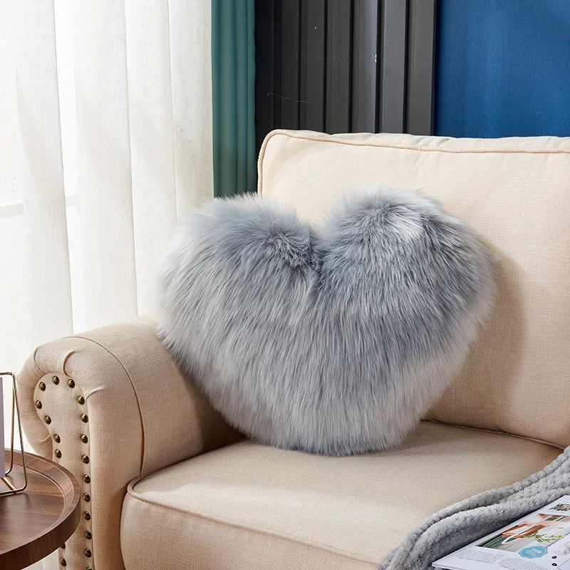 1pc Heart/Square Shaped Throw Pillow Cushion, Long Plush Cushion Pad Pillow Fluffy Soft & Comfortable Pillow For Room