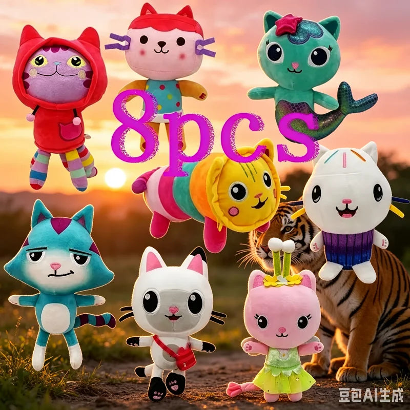 ##Hot in Gabby Dollhouse Plush Toy Mercat Cartoon Stuffed Animals Smiling Cat Car Cat Hug Gaby Girl Dolls Kids Birthday Gifts