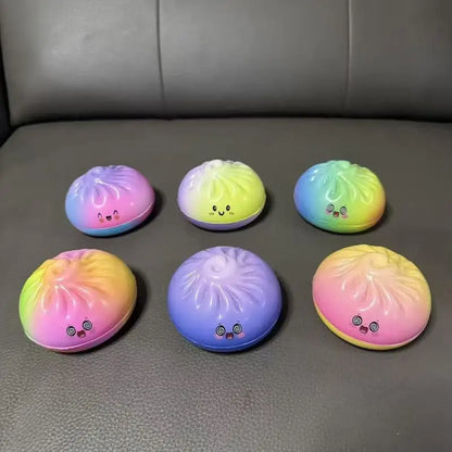 Dumpling Squishies New Pressure Cute Colorful Bun Toy Slow Rising Stress Relief Fidget For Adults Anti-Anxiety Gift