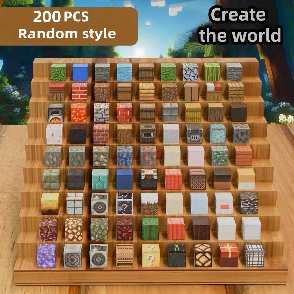 Magnetic Building Blocks Montessori STEM Educational Sensory Toys for Mine World Kids Boys Girls Ages 3+ DIY Magnet Cube Gift