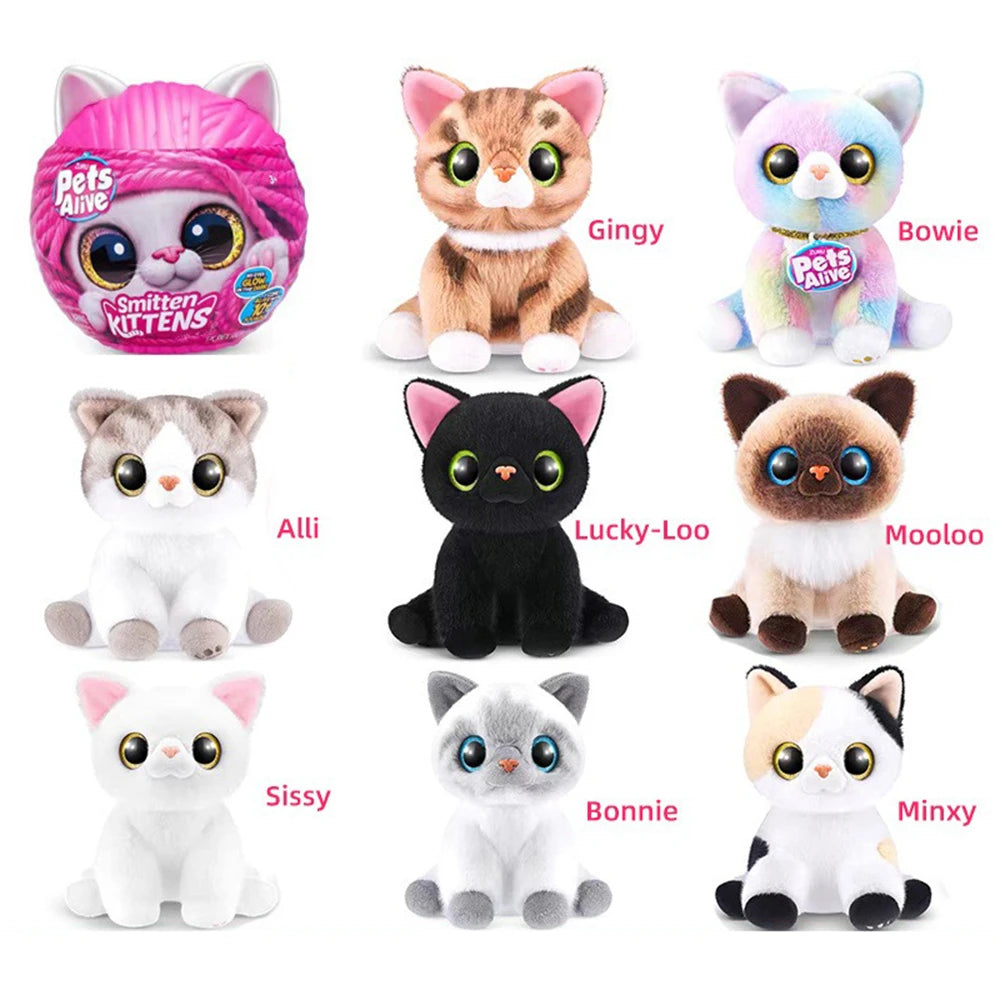 ZURU Pets Alive Smitten Kittens Surprise Tabby Cat Ginger Nurture Play Soft Toy Unboxing Adopt Interactive Decoration Gift