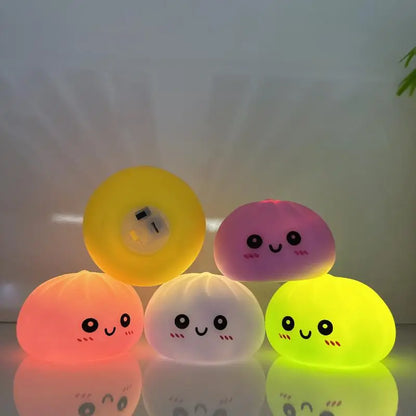 Creative Squishy Dumpling LED Night Light Pressable Stress Relief Toy Cute Decor Lamp for Birthday Party Baby Shower