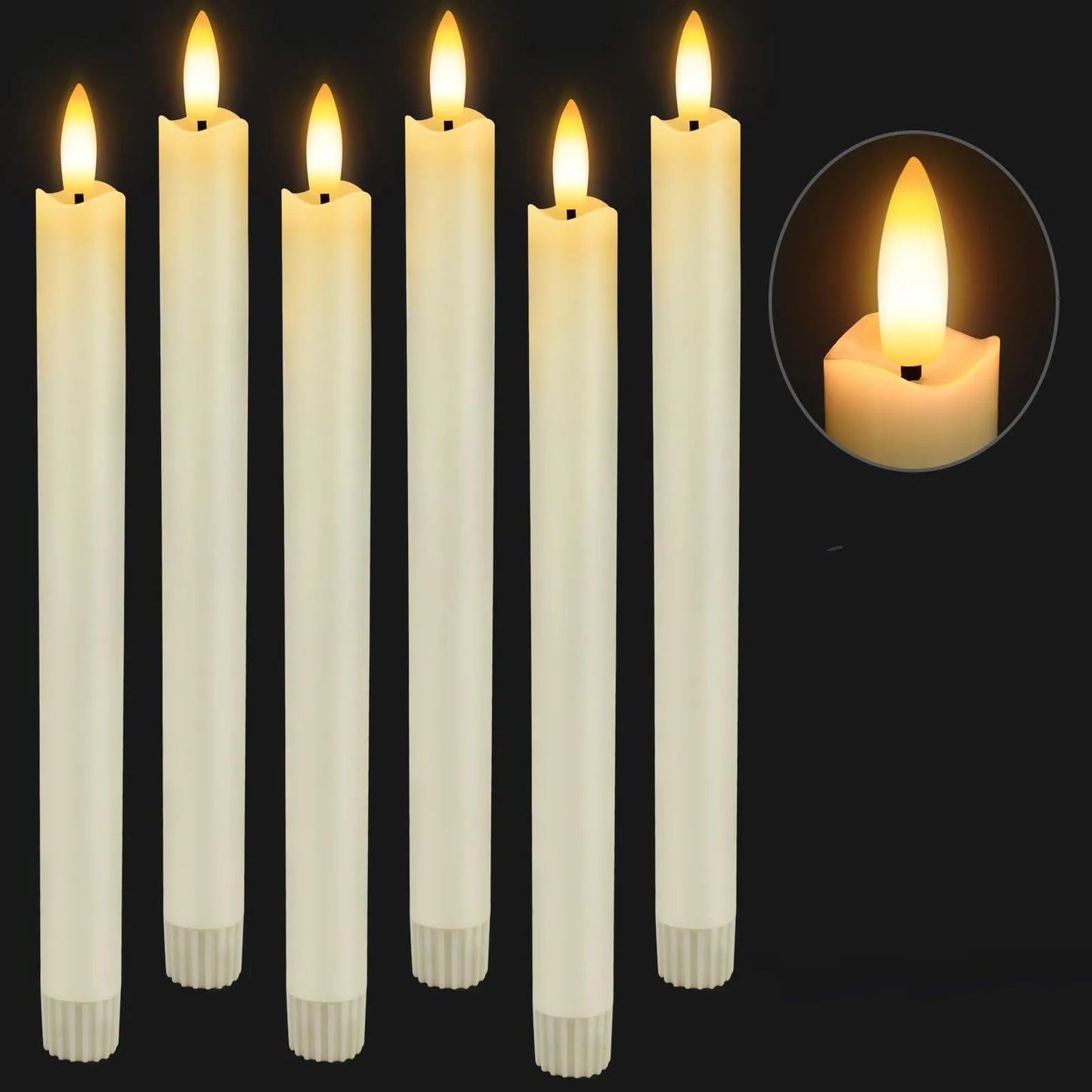 12-120pcs LED Flameless Taper Candle 3D Flickering Candlesticks with Remote Battery Operated Candles for Wedding Halloween Decor