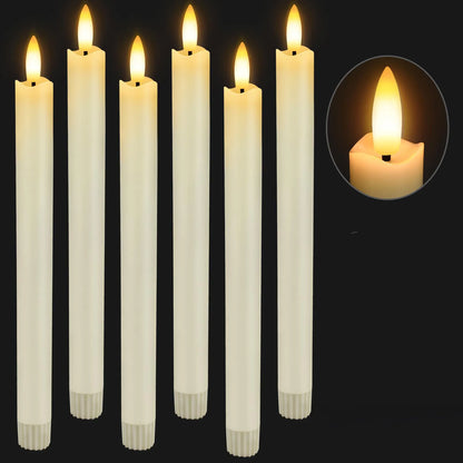 12-120pcs LED Flameless Taper Candle 3D Flickering Candlesticks with Remote Battery Operated Candles for Wedding Halloween Decor