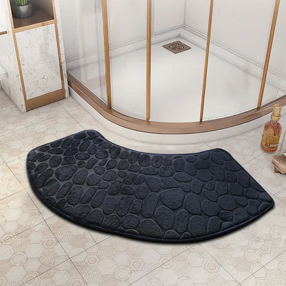 Curved Bathroom Mat — Non-Slip Pebble Texture