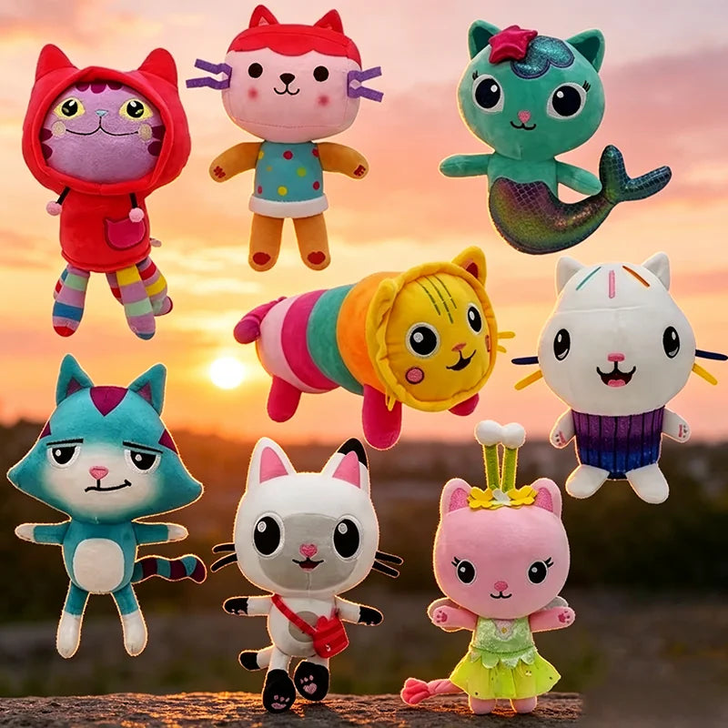 ##Hot in Gabby Dollhouse Plush Toy Mercat Cartoon Stuffed Animals Smiling Cat Car Cat Hug Gaby Girl Dolls Kids Birthday Gifts