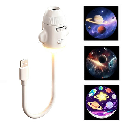 2-in-1 Rocket Galaxy Projection Light Adjustable Focus Ambient Star Projector Lights Car Projection Lamp Space Moon Night Light