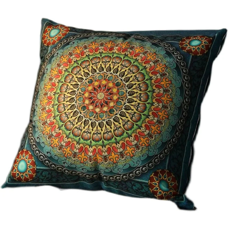 Ethnic Style Retro Pillow with Core Bohemian Square Cushion Homestay Bedroom Living Room Sofa Backrest Lumbar Pillow