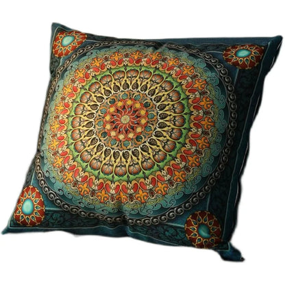 Ethnic Style Retro Pillow with Core Bohemian Square Cushion Homestay Bedroom Living Room Sofa Backrest Lumbar Pillow