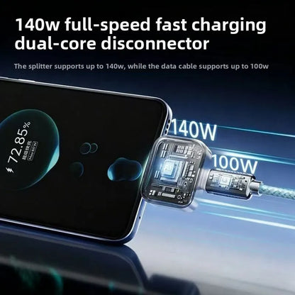 For Type-C Devices AI Intelligence Full Charge Auto-Disconnect Charging Adapter 140W Fast Charge Safety Separator Automatically