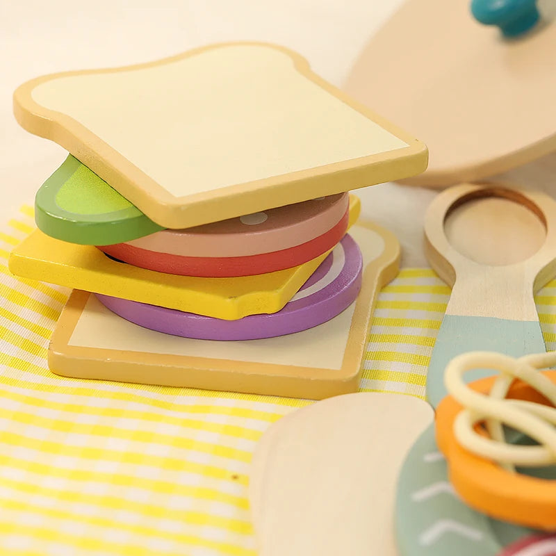 Wooden children's simulation kitchen toys, early education educational toys, Cookware Pot Pan Cook Pretend Play, food, role-play