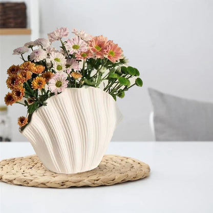 Shell Ceramic Vase Dried Flowers Handmade Vases for Home Decoration
