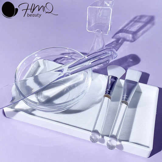 Skin Care DIY Mask Set Clear Rod Mud Mixing Bowl Spoon Set Soft Applicator Brushes for Face Deep Cleaning Portable Beauty Tools