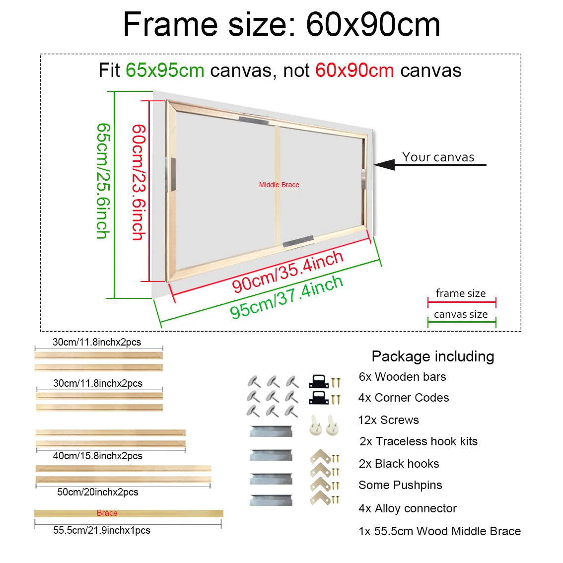 180+ Sizes DIY Wood Frames 60x90 70x100 40x50 30x40 Canvas Oil Painting Frames Wood Frame for Diamond Painting Wall Art Frame
