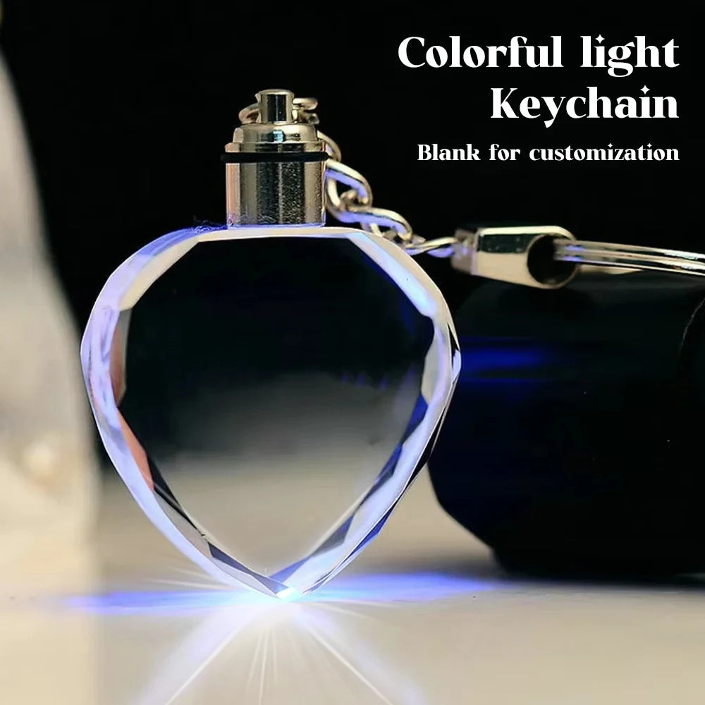 K9 Crystal Keyring with LED Light inside Crystal Blank Key Ring Commemorative Pendant Souvenir for Luminous Interior Accessories