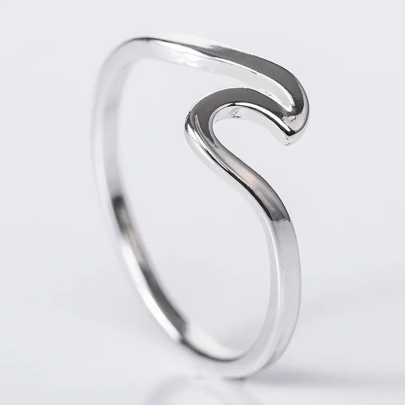Stainless Steel Wave Rings for Women Men New Simple Design Sea Wave Shape Ring Size 5-10 Surf Wavy Jewelry Accessories