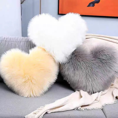 1pc Heart/Square Shaped Throw Pillow Cushion, Long Plush Cushion Pad Pillow Fluffy Soft & Comfortable Pillow For Room