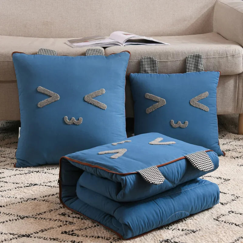 Car Cushion 2-in-1 Pillow Blanket Multi-Functional Sanding Cartoon Pillow Quilt Pillow Blanket