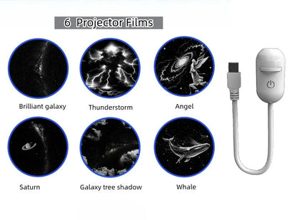 2-in-1 Mini Galaxy Star Projector Night Light – Starry Sky Ambient Lamp for Bedroom Sleep & Decoration