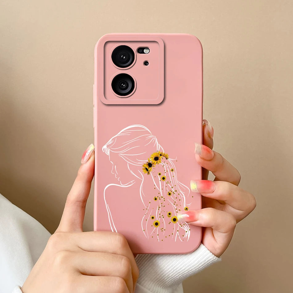 For Xiaomi 13T Pro Case Love Heart Soft Liquid Silicone Camera Protection Back Cover For Xiaomi13T 13TPro Anti Drop Phone Cases