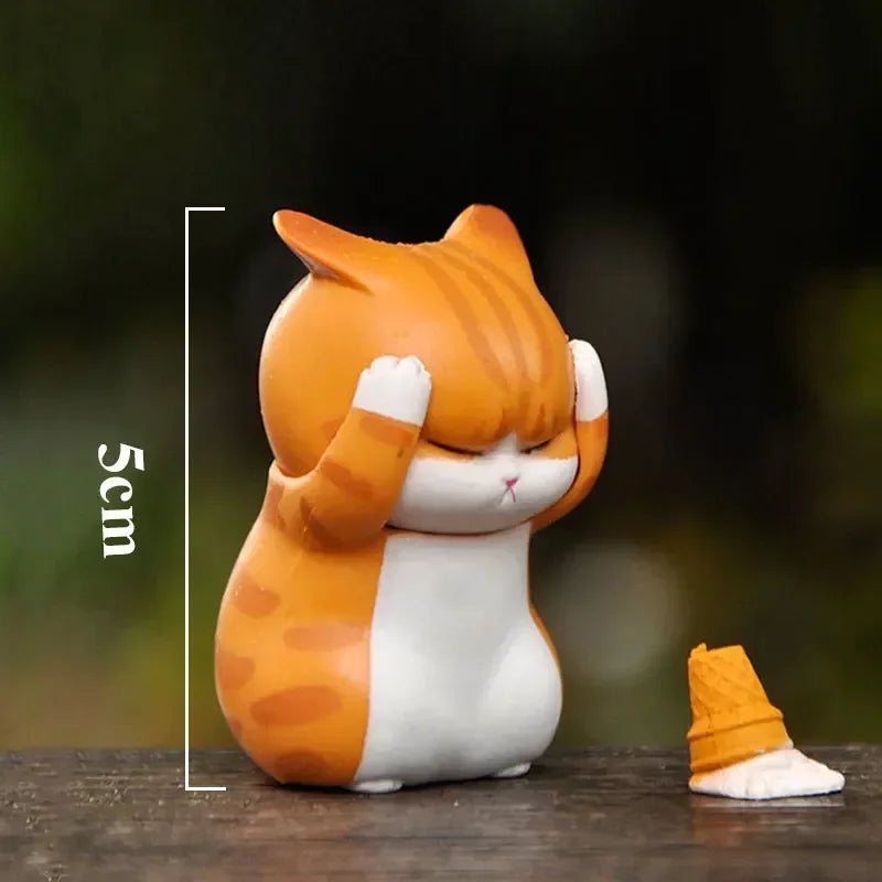Thinking Cat Blind Box Cute Angry Orange Cat Mini Figures Kawaii Desk Decor Car Ornament Mystery Box Gift for Girls Birthday ﻿