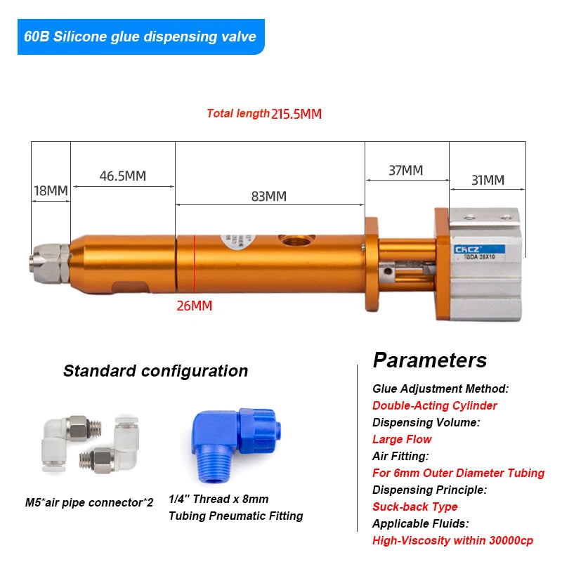3131 Suck Back Large Flow Viscosity Adjustable Precision Glue Dispensing Valve