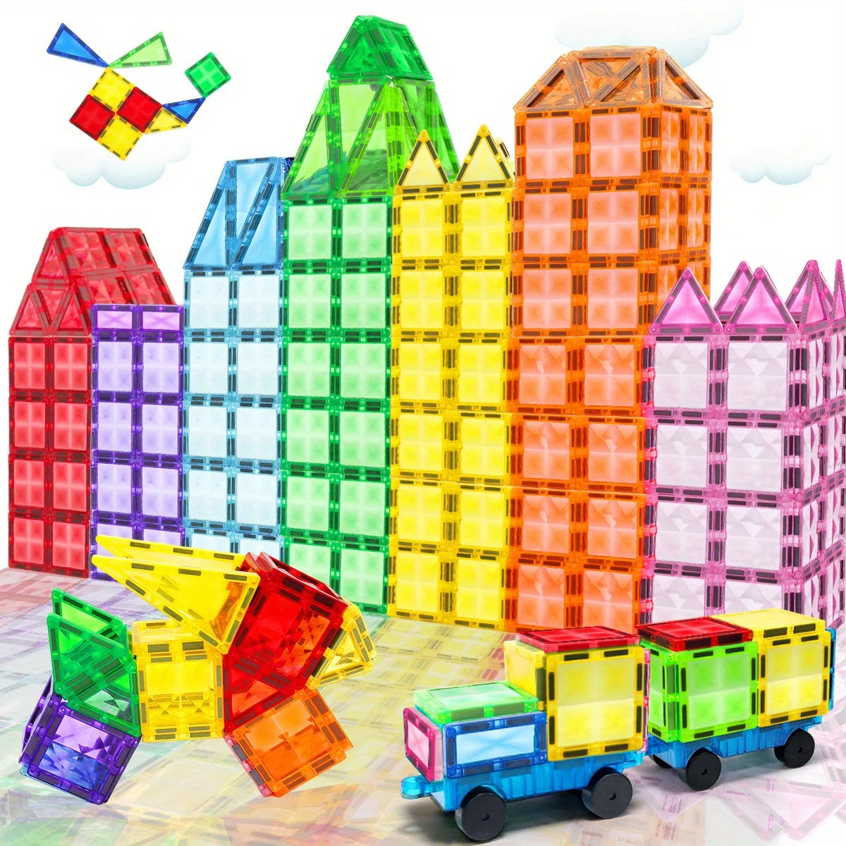 Magnetic Building Blocks Toy Magnetic Tiles, Ideal for Parent-Child Interaction, Learning and Creative Play, Back-to-School Gift