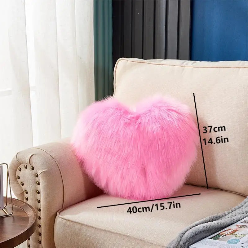 1pc Heart/Square Shaped Throw Pillow Cushion, Long Plush Cushion Pad Pillow Fluffy Soft & Comfortable Pillow For Room