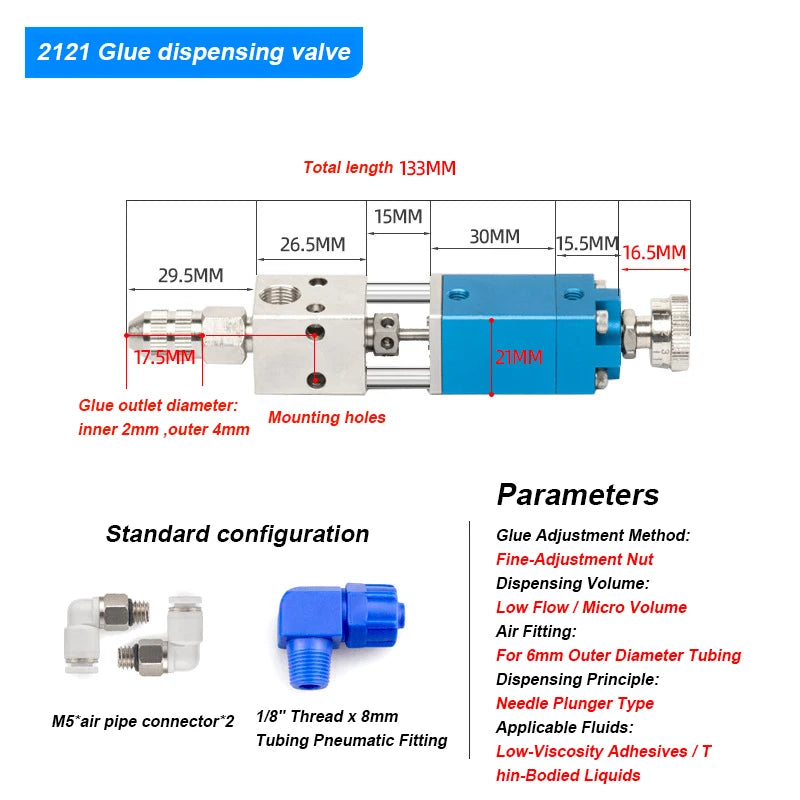 3131 Suck Back Large Flow Viscosity Adjustable Precision Glue Dispensing Valve