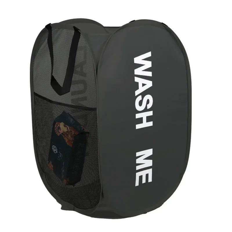 Pop-Up Mesh Laundry Hamper — Collapsible & Portable