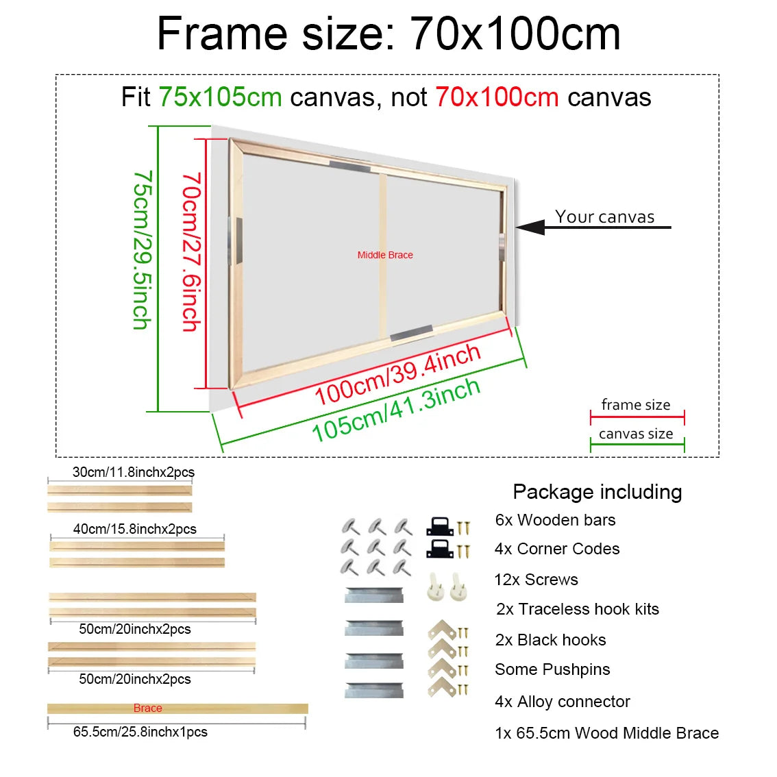 180+ Sizes DIY Wood Frames 60x90 70x100 40x50 30x40 Canvas Oil Painting Frames Wood Frame for Diamond Painting Wall Art Frame