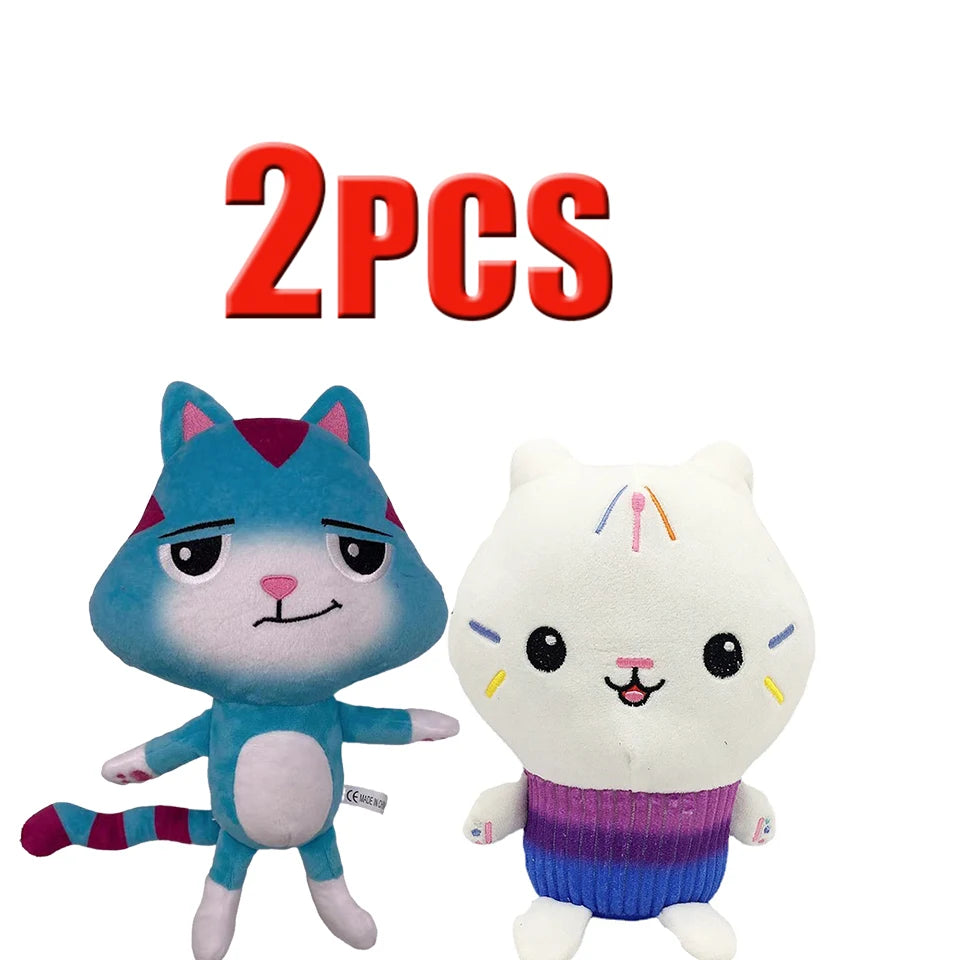##8-Piece Gabby Doll House Plush Toy Set 25cm Mermaid Cat Stuffed Animal Cartoon Doll Children's Christmas Gift