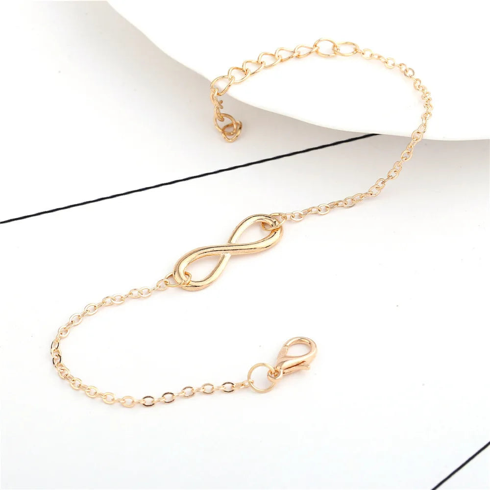 Fashion Geometry Infinite Charms Bracelets Bangles for Women Silver Golden Color Link Chain Lobster Clasps Bracelet Gift Jewelry