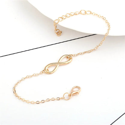 Fashion Geometry Infinite Charms Bracelets Bangles for Women Silver Golden Color Link Chain Lobster Clasps Bracelet Gift Jewelry