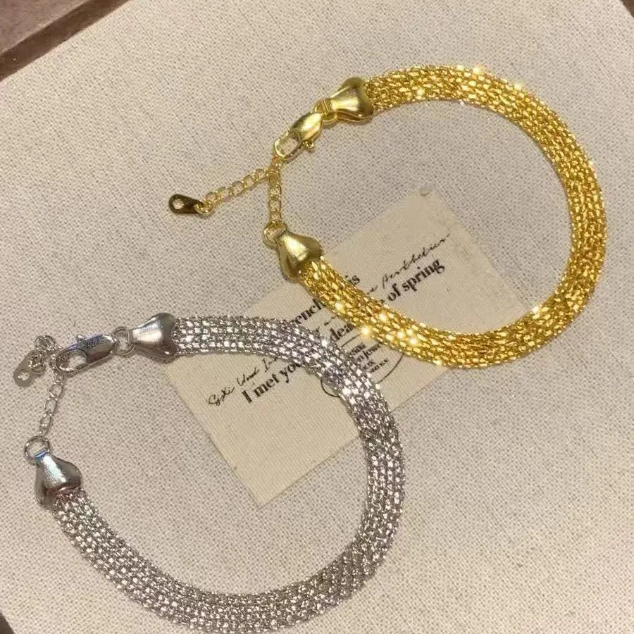 Vintage Woven Strap Bracelet Stainless Steel Watch Strap Bracelets for Women Daily Simple Versatile High-end Jewelry Gifts