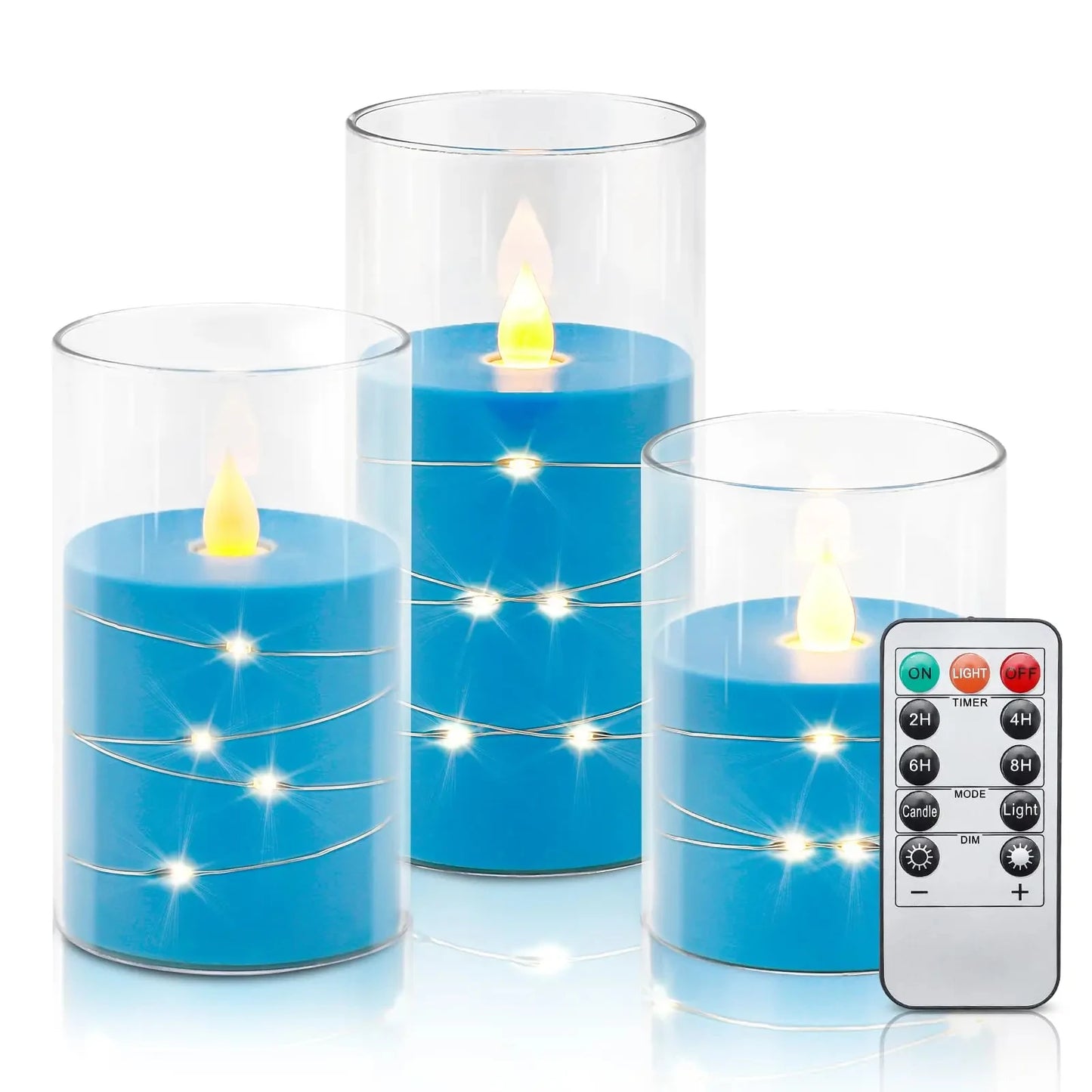 3pcs/set LED Flameless Candle Light Pink Blue Red Christmas Halloween Prayer Wedding Romantic Atmosphere String Light Candle