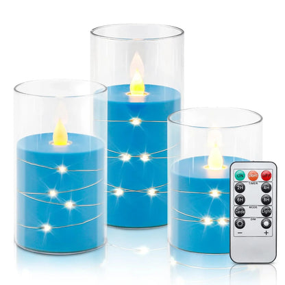 3pcs/set LED Flameless Candle Light Pink Blue Red Christmas Halloween Prayer Wedding Romantic Atmosphere String Light Candle