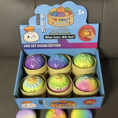 Dumpling Squishies New Pressure Cute Colorful Bun Toy Slow Rising Stress Relief Fidget For Adults Anti-Anxiety Gift