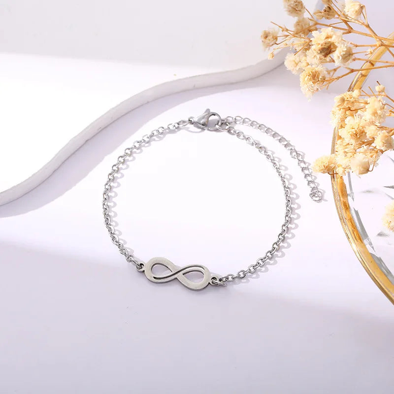 Fashion Geometry Infinite Charms Bracelets Bangles for Women Silver Golden Color Link Chain Lobster Clasps Bracelet Gift Jewelry