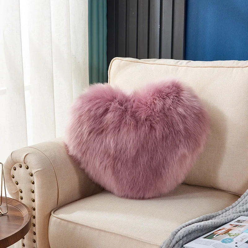 1pc Heart/Square Shaped Throw Pillow Cushion, Long Plush Cushion Pad Pillow Fluffy Soft & Comfortable Pillow For Room
