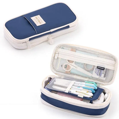 High Capacity Pencil Bag Solid Color Pen Holder School Supplies Durable Big Stationery Case Eraser Organizer for Boys Girls Gift