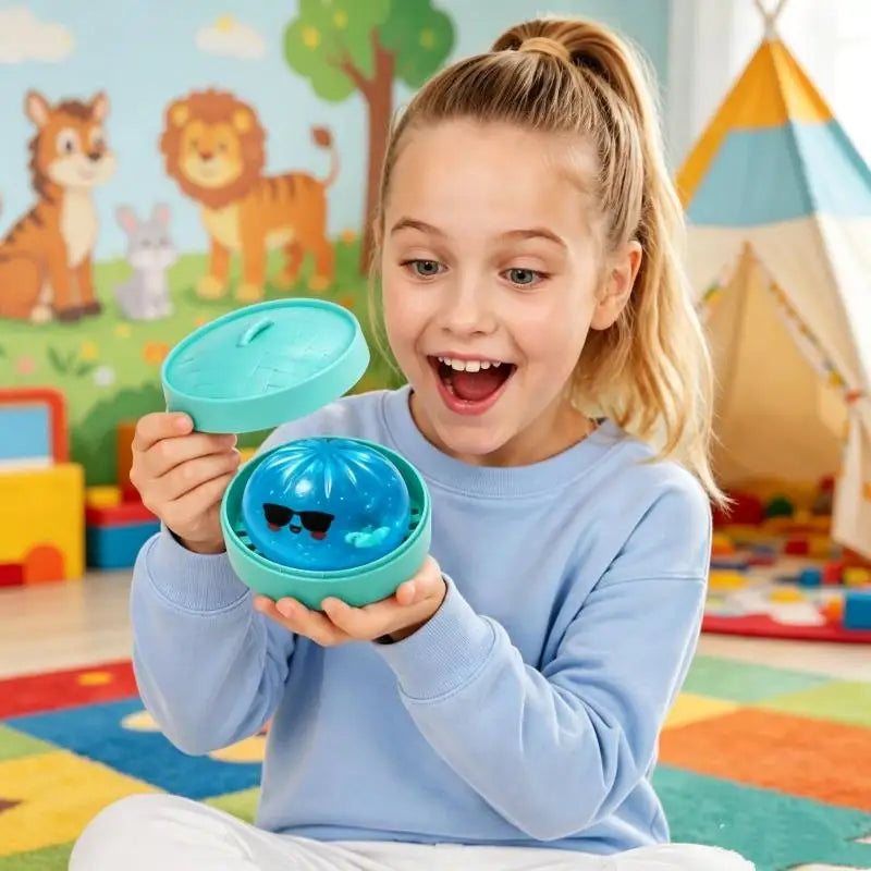 【BS】Glitter Shark Dumplings Toy Soft Slow Resilience Steamed Stuffed Bun Pinch Le Fidget With Steamer