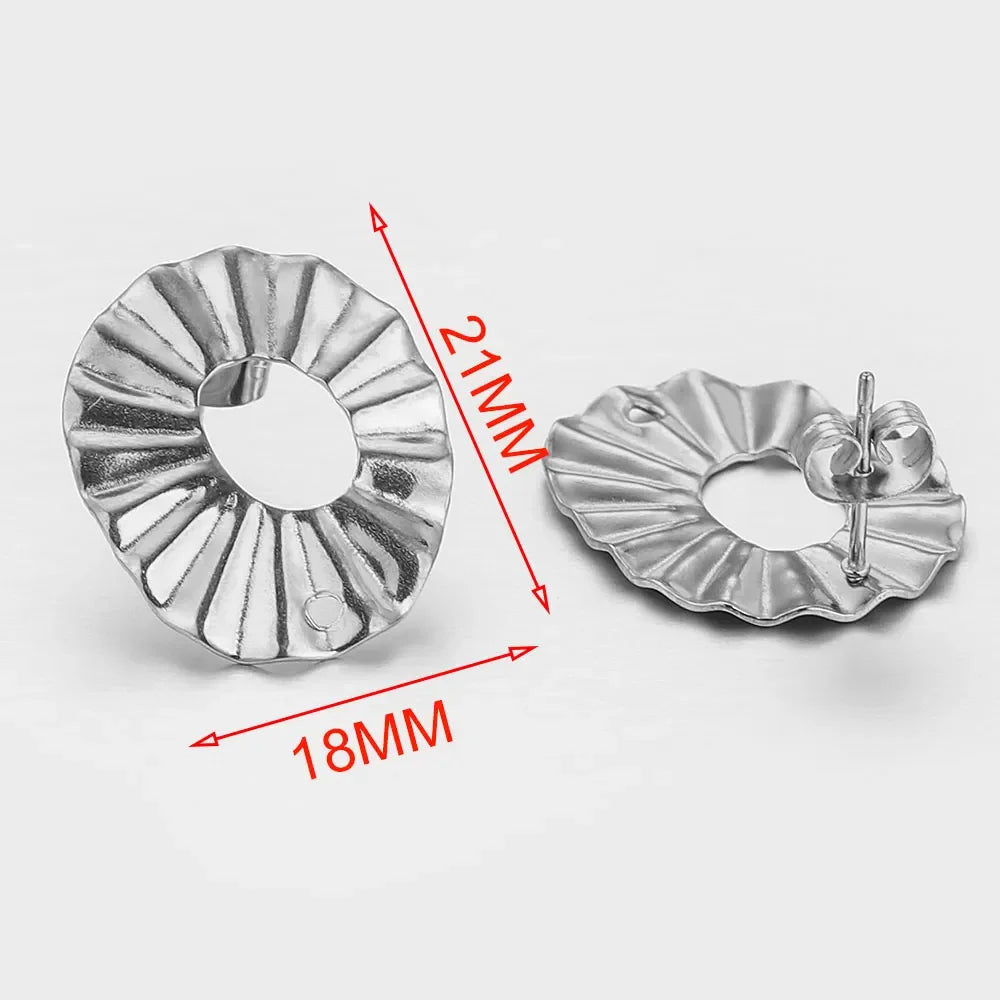 10pcs Lot Stainless Steel Gold Earrings Ripple Flower Hooks Posts Earrings Back for DIY Jewelry Making Supplies Wholesale Bulk