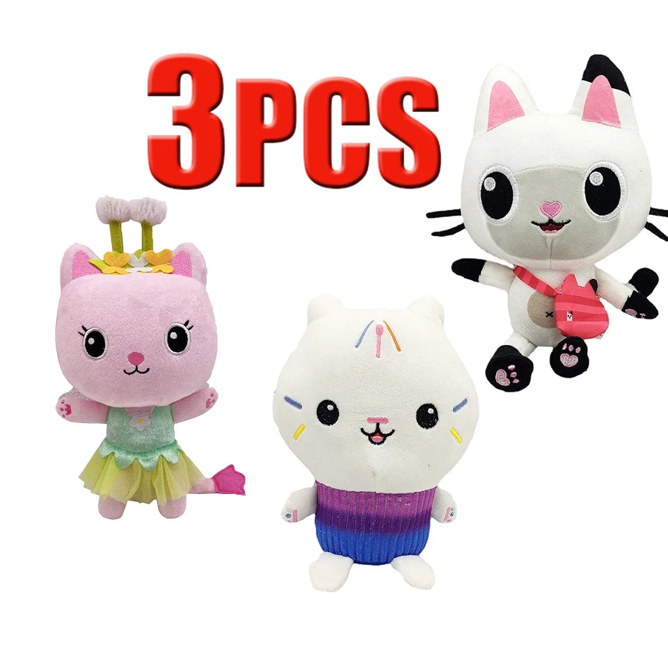 ##8-Piece Gabby Doll House Plush Toy Set 25cm Mermaid Cat Stuffed Animal Cartoon Doll Children's Christmas Gift