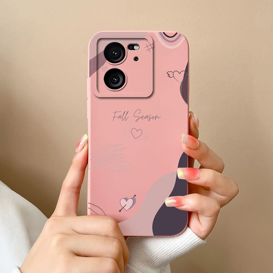 For Xiaomi 13T Pro Case Love Heart Soft Liquid Silicone Camera Protection Back Cover For Xiaomi13T 13TPro Anti Drop Phone Cases
