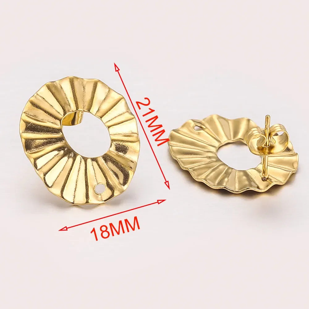 10pcs Lot Stainless Steel Gold Earrings Ripple Flower Hooks Posts Earrings Back for DIY Jewelry Making Supplies Wholesale Bulk